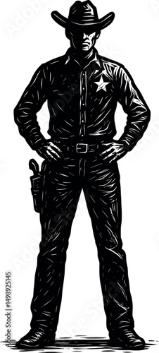 Sheriff vector black silhouette print design