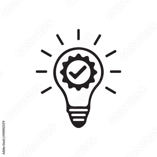 Bulb icon expert, genius, idea, innovation, lamp, light bulb, mark, Bulb checkmark, vector eps 10