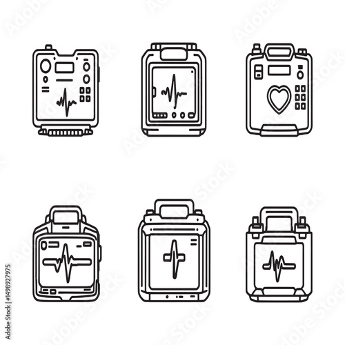 emergency medical defibrillator vector line art minimalist design