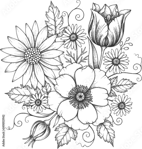 Vintage flower vector illustration. EPS 10 version.