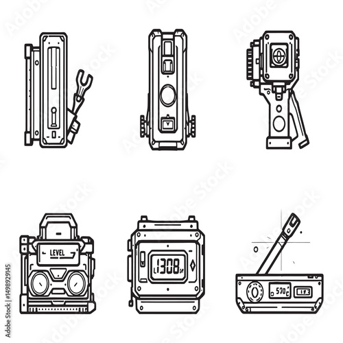 engineering measuring leveller instrument line art illustration