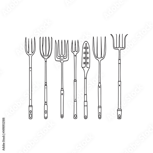 Farm Equipment Cultivator Outline Vector Illustration Design