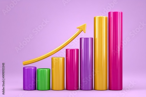 A 3D render of personal income stats growing on a floating data platform Free Download A 3D render of personal income stats growing on a floating data platform - GFXLoad