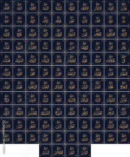 Complete Quran Surah OR Chapters Name List. 114 Chapters Name Collection 