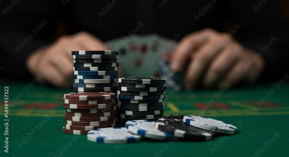 Poker players chips and cards display Poker players chips and cards display