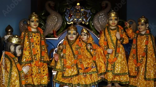 Ram Sita Family With hanuman Statue in Temple Of Ayodhya Captured with Cultural and Spiritual Perspective photo