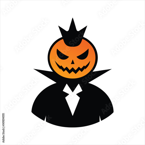 A evil pumpkin king on a white background