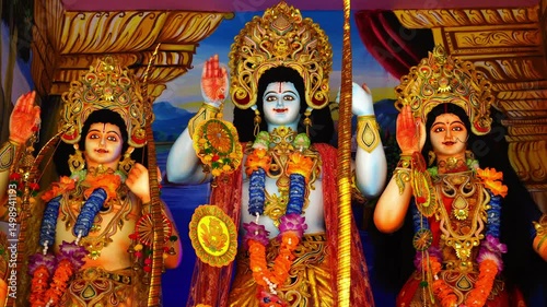 Sacred Ram Laxman Sita Statue Dashrath Temple Ayodhya Visual with Devotional Aesthetics photo