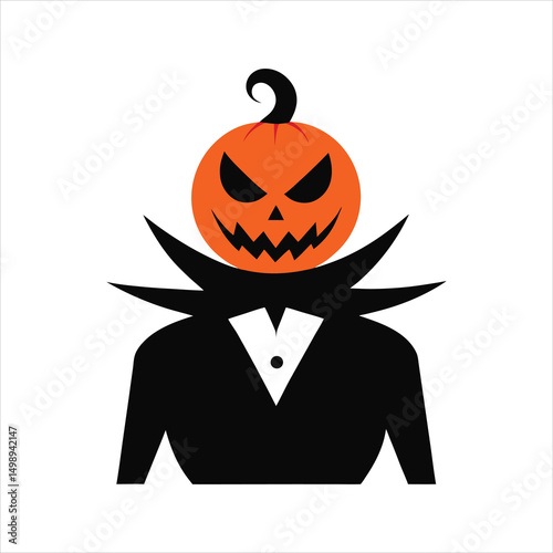 A evil pumpkin king on a white background