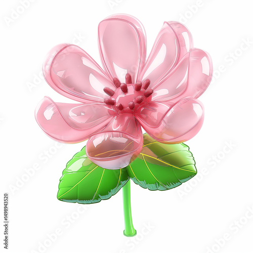 Bright pink balloon flower on a clean white background. Perfect for party supplies, decorations, gifts, or children's events. Fun and whimsical design ideal for marketing campaigns.
