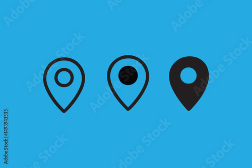 Location Pin Icons Set Outline Filled and Solid Black