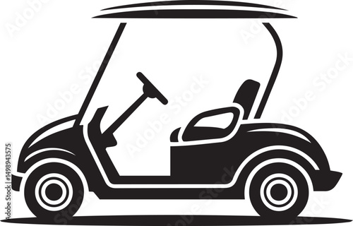 Black And White Golf Cart Silhouettes, Perfect For Golf, Recreation, And Transportation Themed Designs And Icons