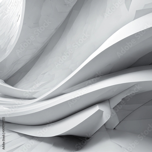 Abstract White Architectural Design Fluid Forms and Curves