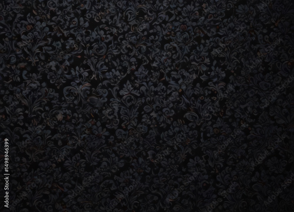 Fototapeta premium Black damask pattern, sharp angles, deep shadows, antique, design element, intricate