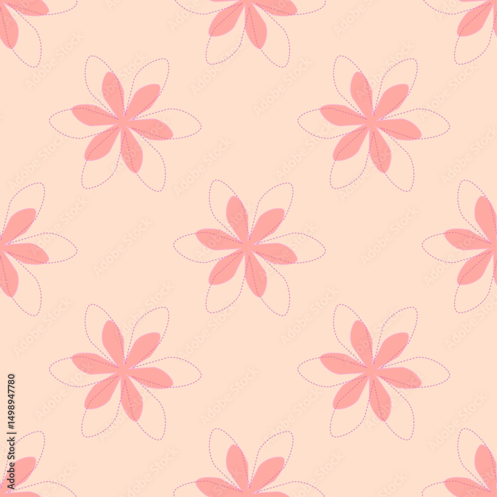 Fototapeta premium Abstract orange floral in seamless pattern background. Colorful flowers, flower petals, blooms, roses on wallpaper for banner, prints, packaging.