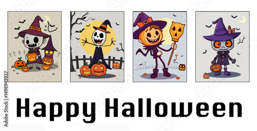 Wallpaper Mural Oil Painting. Pattern for printing on wall decorations . Halloween theme. Torontodigital.ca