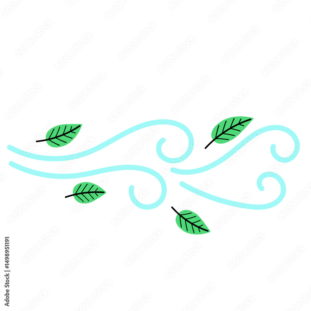 Fototapeta premium Illustration of Wind with Flying Leaves