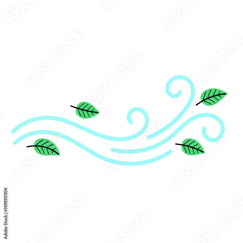 Illustration of Wind with Flying Leaves