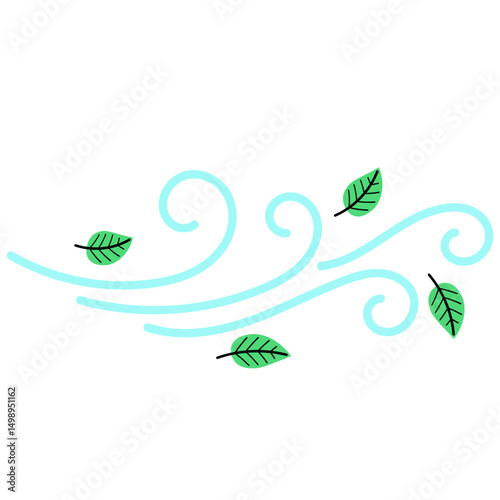 Illustration of Wind with Flying Leaves