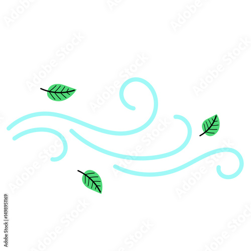 Illustration of Wind with Flying Leaves