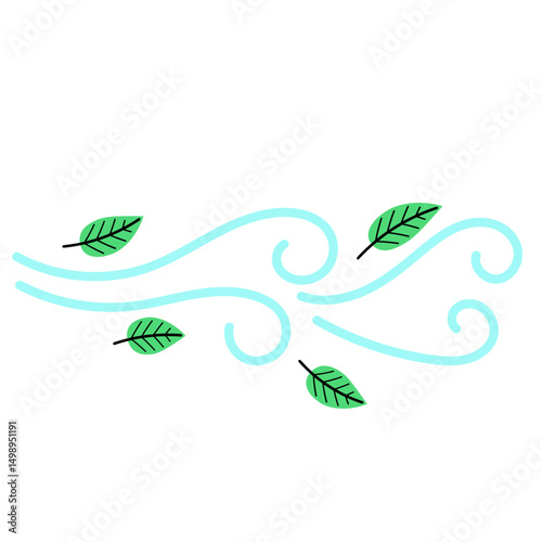 Illustration of Wind with Flying Leaves