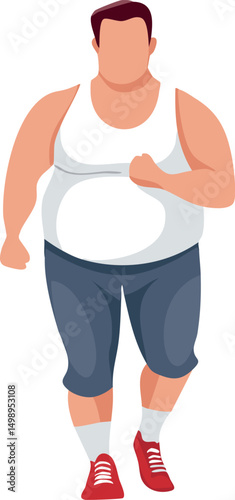 Male Fitness and Obesity Concept – Cartoon Style Illustration