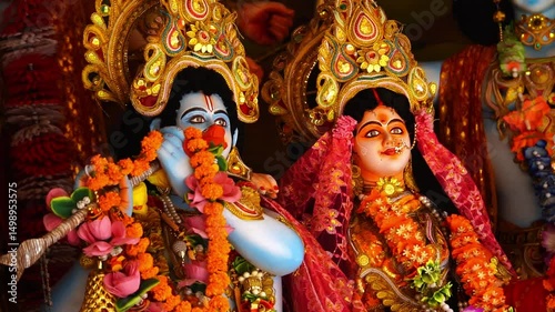 Divine Love of Radha Krishna Spiritual Statue in Ayodhya Temple with Cultural Significance photo