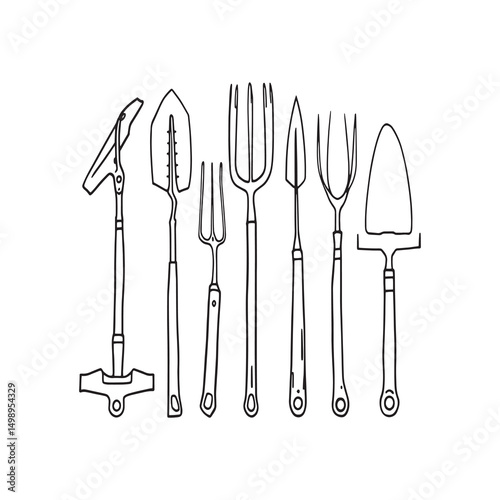 Hand Drawn Cultivator Farming Instrument Vector Drawing