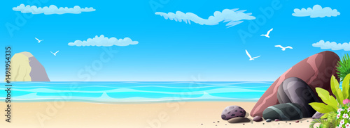 vector nature landscape background. Cartoon summer clip art. Hand drown design.
