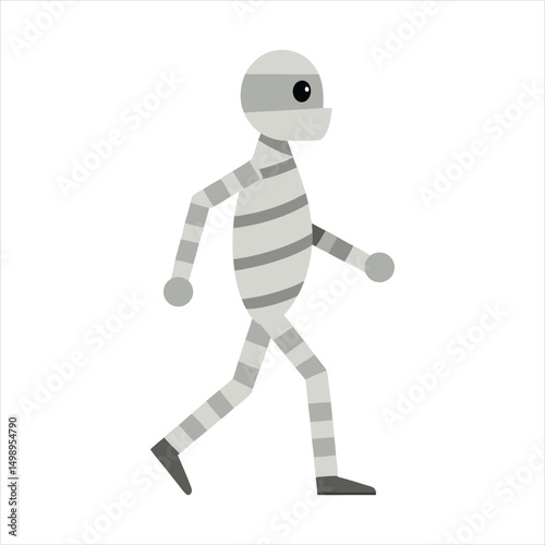 A mummy walking slowly on a white background