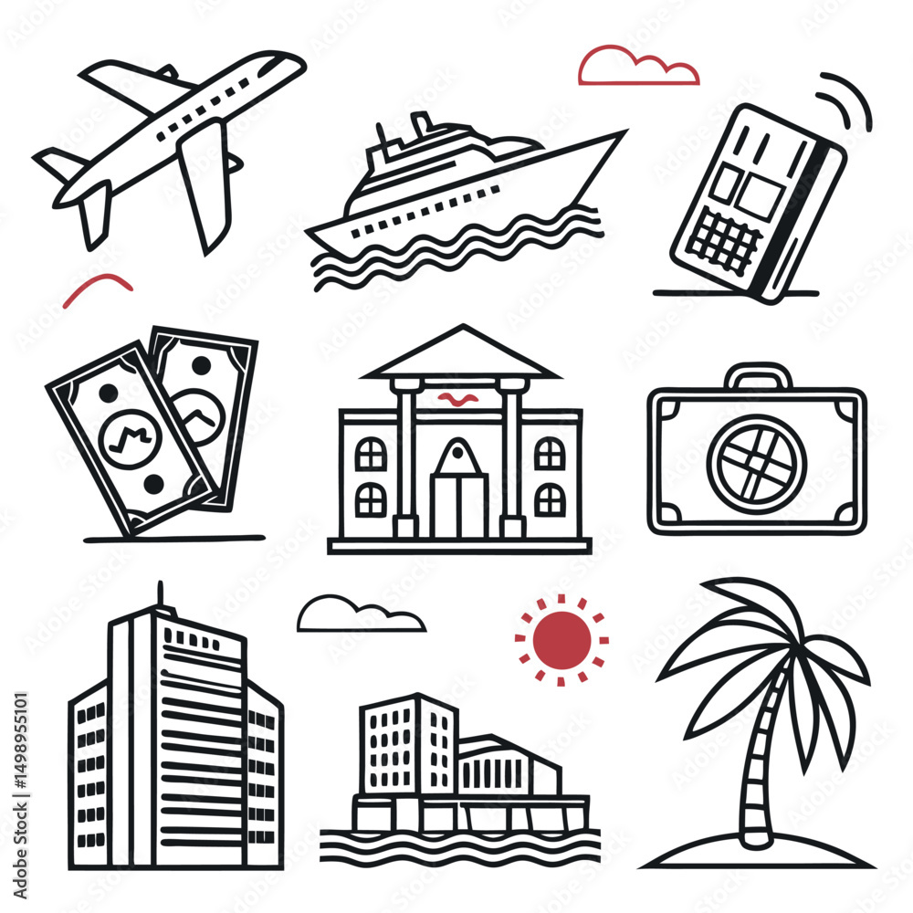 Fototapeta premium Tour and travel icons set. Travel and tour icons set. Tourism vector icon