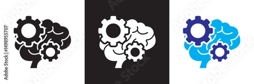 Brain related icon. Vector for websites, mobile interfaces, presentations, banner, visual branding etc. Vector illustration. isolated on white and black background. EPS 10