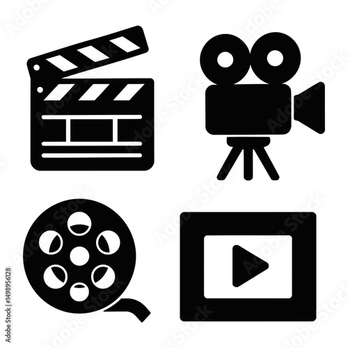 movie camera and film icon