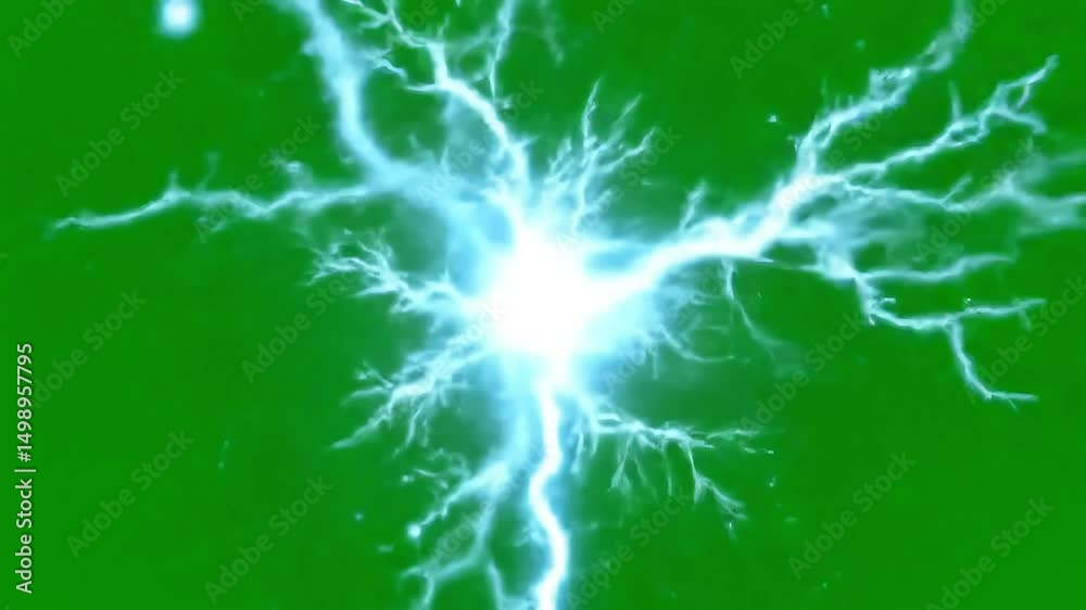 Electric Spark Burst Energetic Green Screen Animation