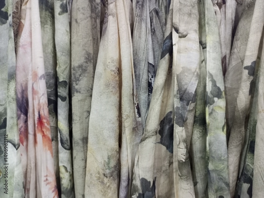 Fototapeta premium Collection of Chiffon Fantasia Fabrics with Abstract Prints