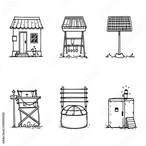 Hand drawn solar dryer sketch for organic farming