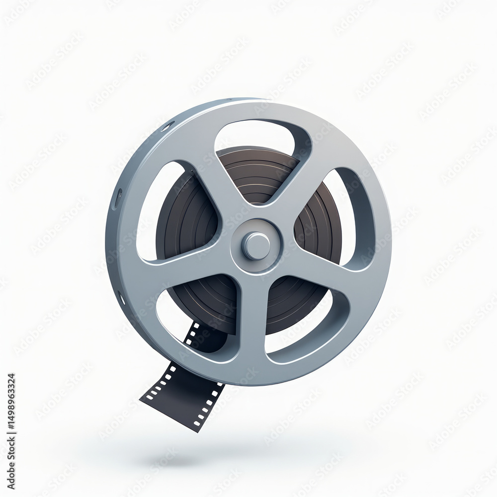 Flat Design — Film Reel Emoji Floating on White Background Flat Design — Film Reel Emoji Floating on White Background
