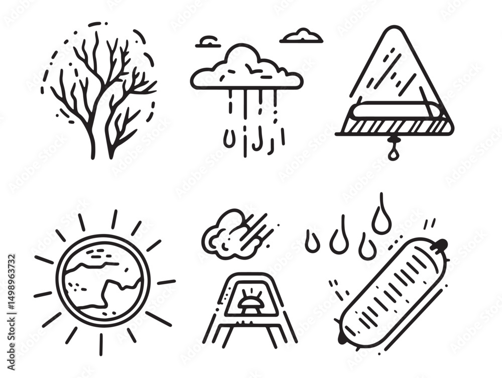 Fototapeta premium climate warning line art nature crisis illustration