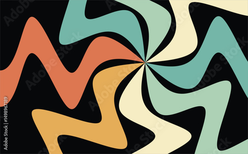 A vibrant retro psychedelic spiral pattern in earth tones. This mesmerizing design offers a nostalgic yet modern and organic vibe.