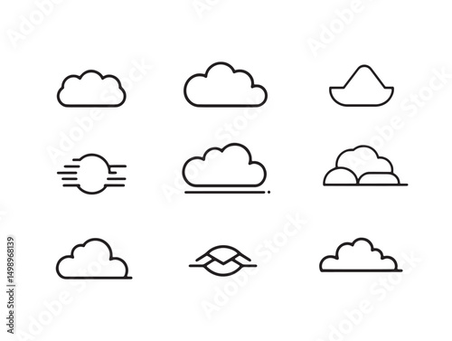 Cloud Syncing Line Art Design Showing Seamless Data Transfer