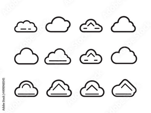 Cloud Syncing Line Art Graphic Representing Cloud Storage System