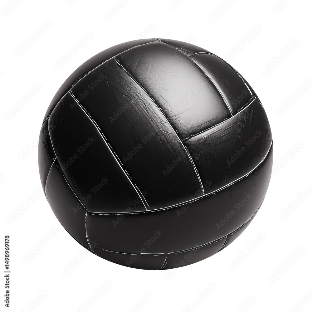 Fototapeta premium A close-up of a black volleyball. The ball has a detailed design and the texture