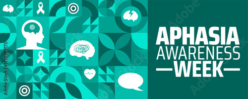 Aphasia Awareness Week geometric shape pattern background banner or poster design template. observed every year in June. Holiday concept. Use to any Template, card, poster, placard, template.