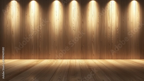 Wallpaper Mural Warm Wooden Wall with Spotlight Lighting for Elegant Backgrounds Torontodigital.ca
