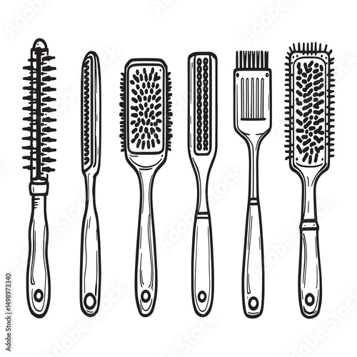Line art cattle brush for livestock cleaning concept