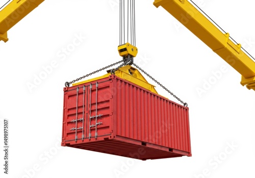 Lifting Container by Crane in a Shipping Yard