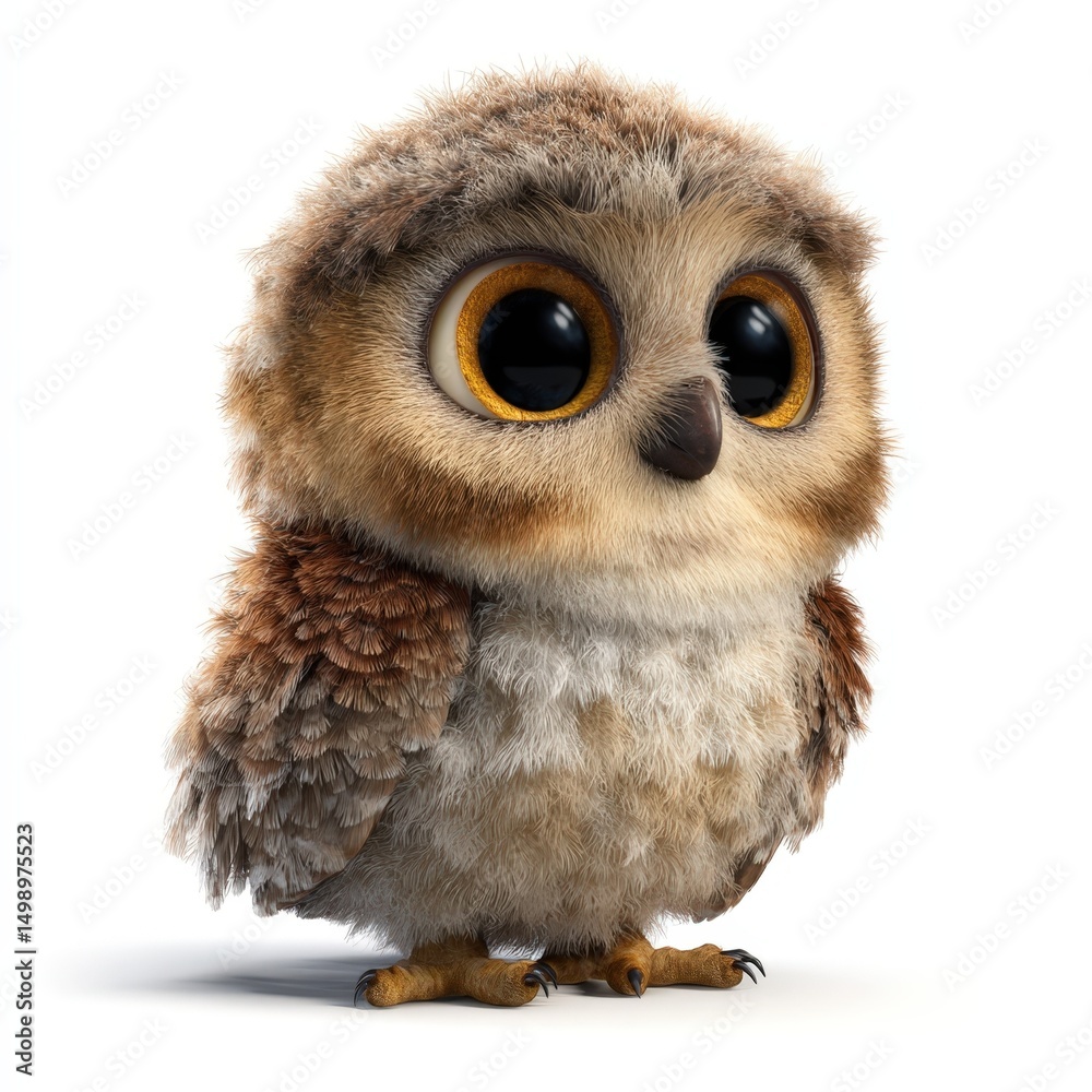 Naklejka premium Adorable Baby Owl Cute Cartoon Owl Illustration Perfect for Children's Books Websites and More