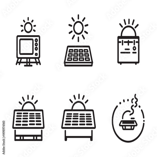 Line art of solar powered food drying system
