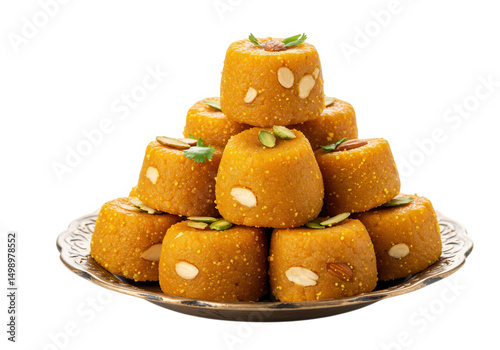 Delicious motichoor ladoo sweets isolated on transparent background