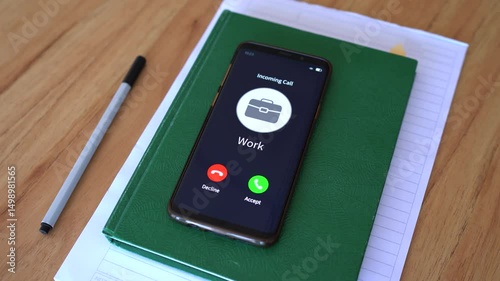 Incoming call from work. Concept of getting called from your manager off the work hours.